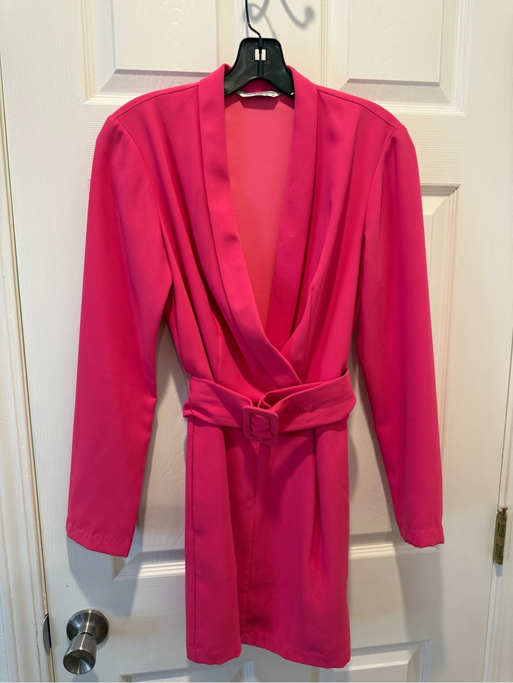 Amanda Uprichard Hot Pink Belted Wrap Romper HAS STAINS